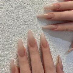 24pcs Nude Gradient Press On Nails Full Cover Long Almond False Nails