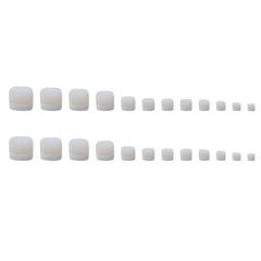 24pcs Acrylic French Tips Coffin Stick on Toenails for Women and Girls