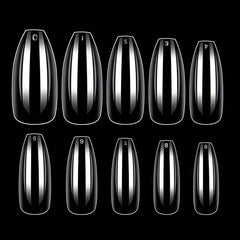 600pcs Clear Full Cover Coffin Soft Gel Nail Tips 10 Sizes Manicure Salon Tools