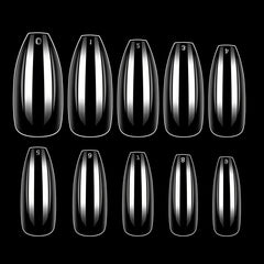 600pcs Clear Full Cover Coffin Soft Gel Nail Tips 10 Sizes Manicure Salon Tools