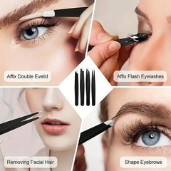 4pcs Stainless Steel Eyebrow Tweezers with Case