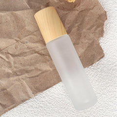 5 Pack 10ml Frosted Glass Roller Bottles with Wood Grain Cap