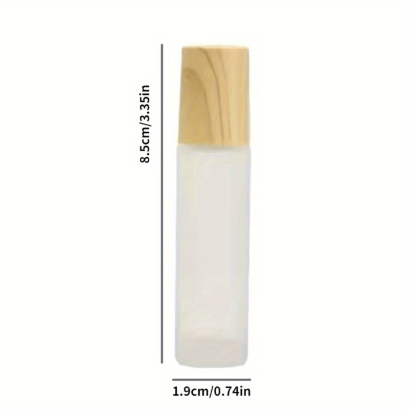 5 Pack 10ml Frosted Glass Roller Bottles with Wood Grain Cap