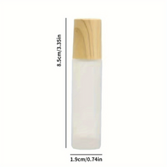 5 Pack 10ml Frosted Glass Roller Bottles with Wood Grain Cap