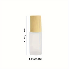 5 Pack 10ml Frosted Glass Roller Bottles with Wood Grain Cap