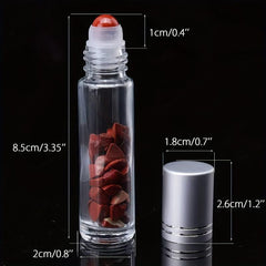 10pcs 10ml Clear Glass Roller Bottles with Natural Crystal Stones Roller Balls