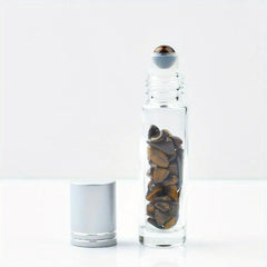 10pcs 10ml Clear Glass Roller Bottles with Natural Crystal Stones Roller Balls