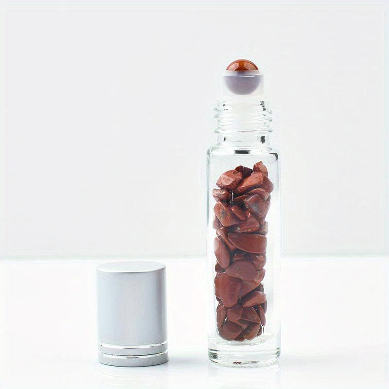 10pcs 10ml Clear Glass Roller Bottles with Natural Crystal Stones Roller Balls