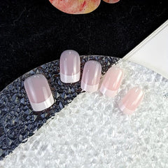 24 Pcs French Square False Nails Acrylic Full Cover