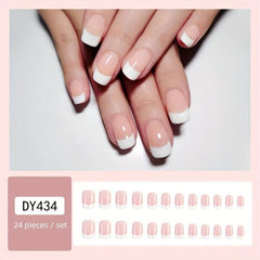 24 Pcs French Square False Nails Acrylic Full Cover