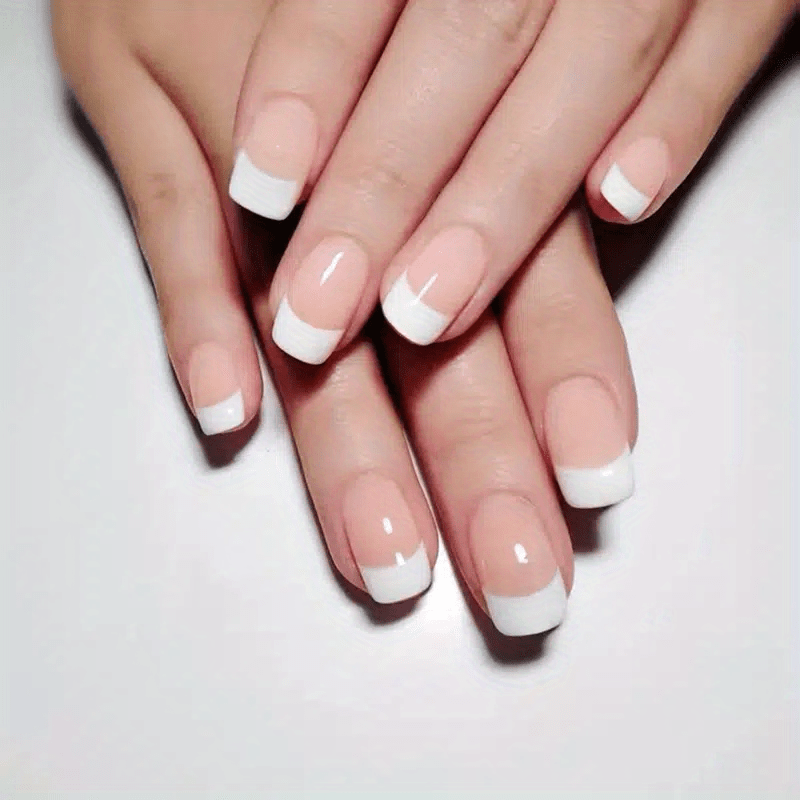 24 Pcs French Square False Nails Acrylic Full Cover