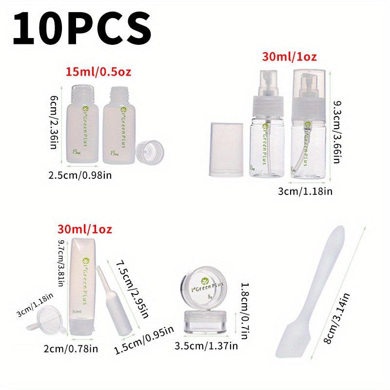 10pcs Leak Proof Travel Bottles Kit - Portable Clear Cosmetic Containers