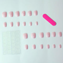 24pcs Pink Gradient Press On Nails Short Square False Nails for Women Daily Wear