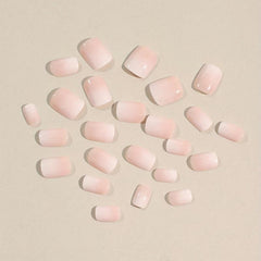 24pcs Pink Gradient Press On Nails Short Square False Nails for Women Daily Wear