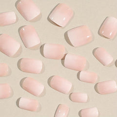 24pcs Pink Gradient Press On Nails Short Square False Nails for Women Daily Wear