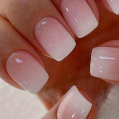 24pcs Pink Gradient Press On Nails Short Square False Nails for Women Daily Wear
