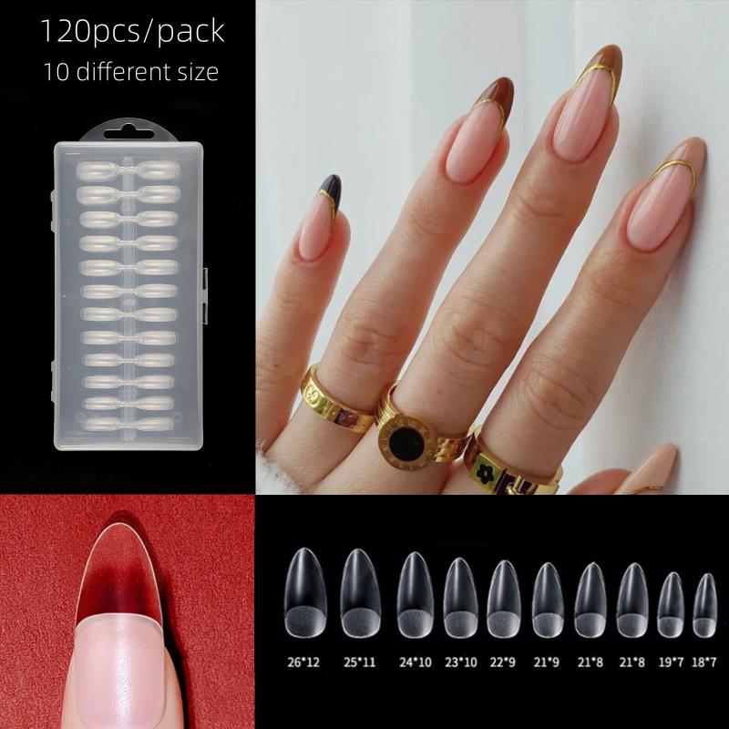 120pcs Half Matte Nail Tips Extension 10 Sizes Thin Traceless False Nails