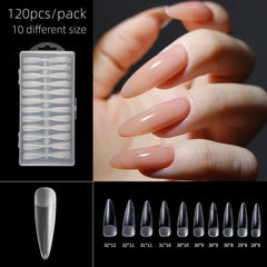 120pcs Half Matte Nail Tips Extension 10 Sizes Thin Traceless False Nails