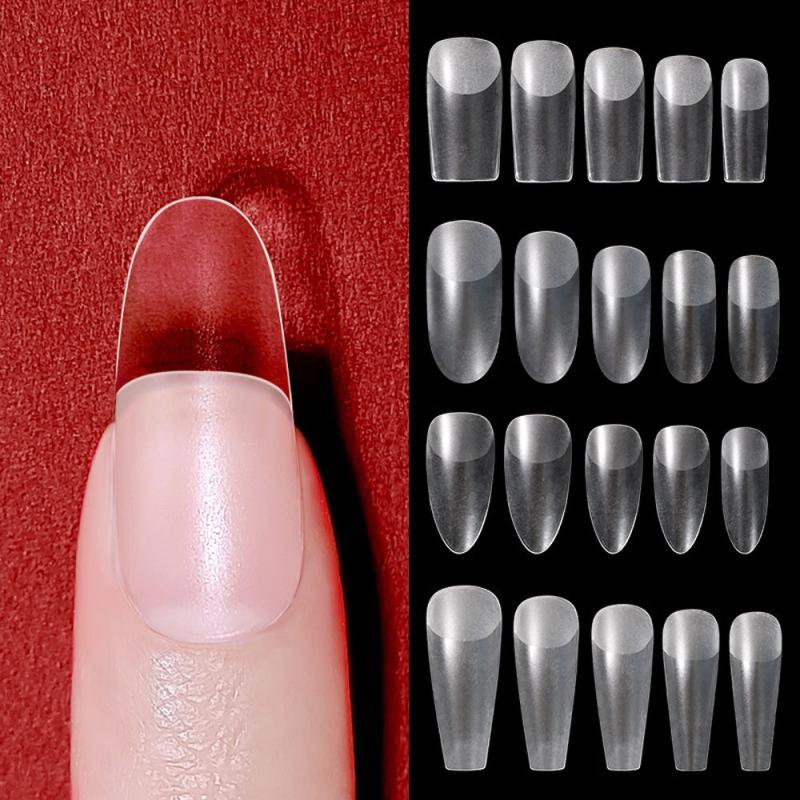 120pcs Half Matte Nail Tips Extension 10 Sizes Thin Traceless False Nails