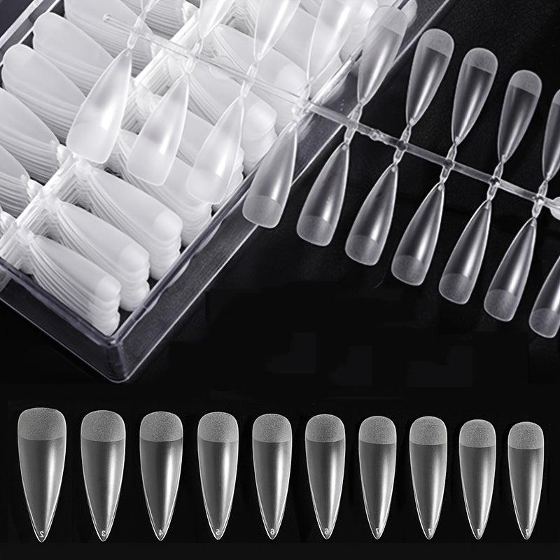 120pcs Half Matte Nail Tips Extension 10 Sizes Thin Traceless False Nails