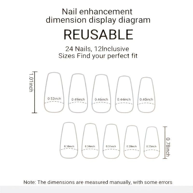 24 pcs Stylish Press On Acrylic False Nails with Glue