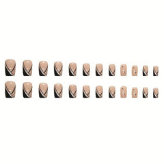 24pcs Glitter Press On Nails Medium Square Full Cover Acrylic Deco