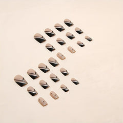 24pcs Glitter Press On Nails Medium Square Full Cover Acrylic Deco