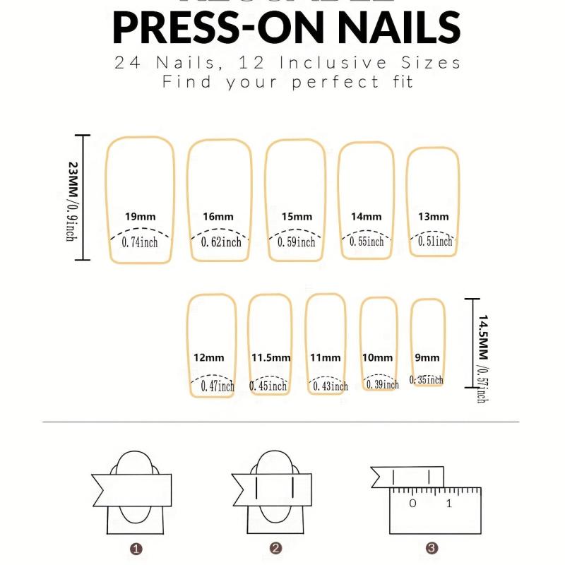 24pcs Wine Red Press On Nails Full Cover Short Square False Nails