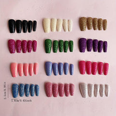 24pcs Glitter Press On Nails Medium Length Coffin Nails Full Cover False Nails