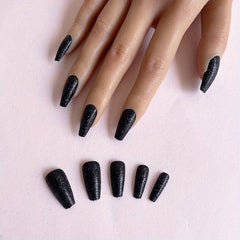 24pcs Glitter Press On Nails Medium Length Coffin Nails Full Cover False Nails