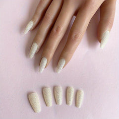 24pcs Glitter Press On Nails Medium Length Coffin Nails Full Cover False Nails