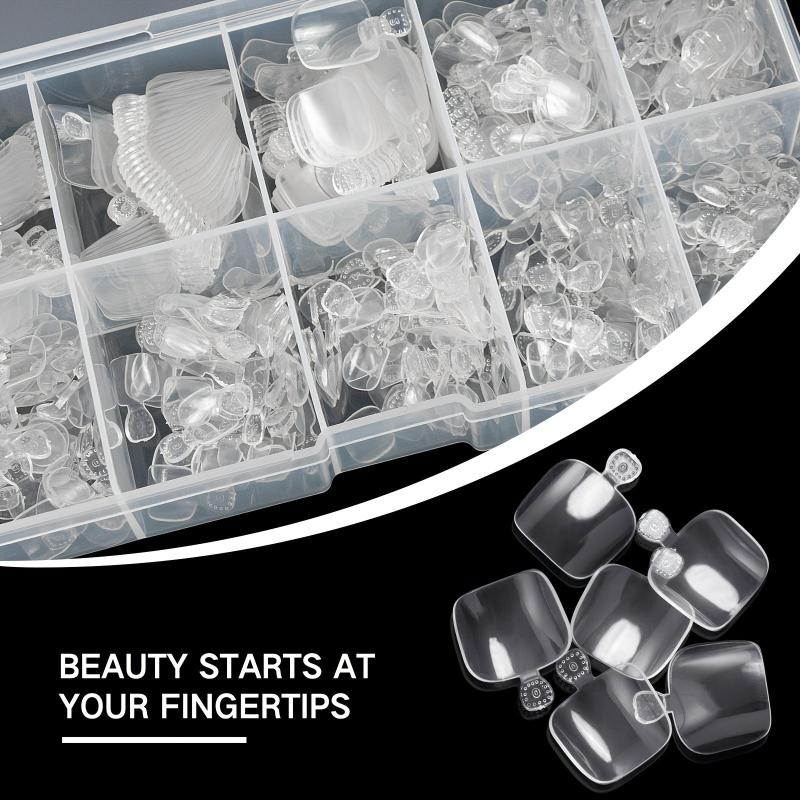 500 Pcs Press On Toenails Clear Full Cover False Toe Nail Tips
