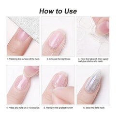 240pcs Thin Waterproof Nail Adhesive Stickers Press On Jelly Sticker