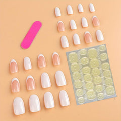 Long Almond Press On Nails - 24pcs Full Cover Acrylic Nails with File and Glue