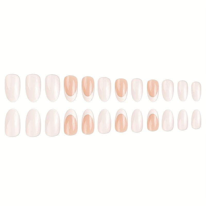 Long Almond Press On Nails - 24pcs Full Cover Acrylic Nails with File and Glue