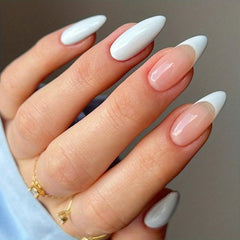 Long Almond Press On Nails - 24pcs Full Cover Acrylic Nails with File and Glue