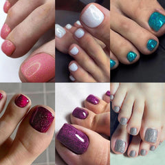 144Pcs Glitter Press On Toenails with Accessories