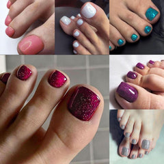 144Pcs Glitter Press On Toenails with Accessories