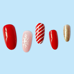 24 pcs Glitter Snowflake Christmas Nails Gel Kit for Festive Holiday Look