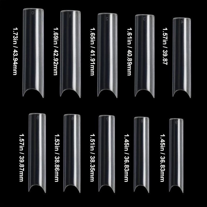 100pcs Extra Long C Curve Square Acrylic Nail Tips for Home Nail Art DIY