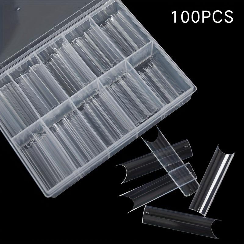 100pcs Extra Long C Curve Square Acrylic Nail Tips for Home Nail Art DIY