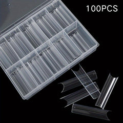 100pcs Extra Long C Curve Square Acrylic Nail Tips for Home Nail Art DIY