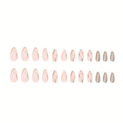 24 pcs Silver Glitter Press On Nails Acrylic Stick On with Nail Glue
