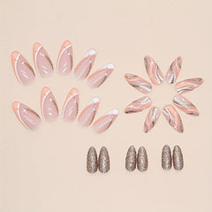 24 pcs Silver Glitter Press On Nails Acrylic Stick On with Nail Glue