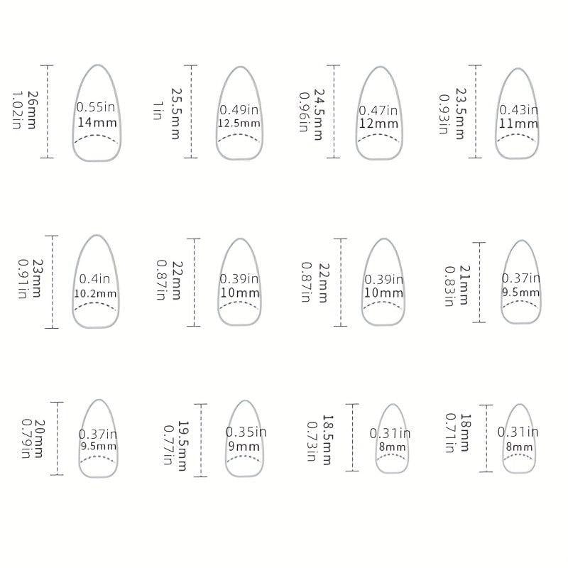 24pcs Swirl Almond Press On Nails Golden Sequins Glossy Glue On Acrylic Nails