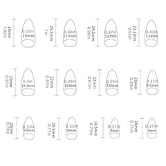 24pcs Swirl Almond Press On Nails Golden Sequins Glossy Glue On Acrylic Nails