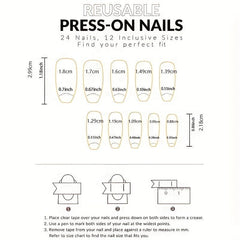 24pcs French Tip Press On Nails Medium Square Size Easy DIY Nail Art