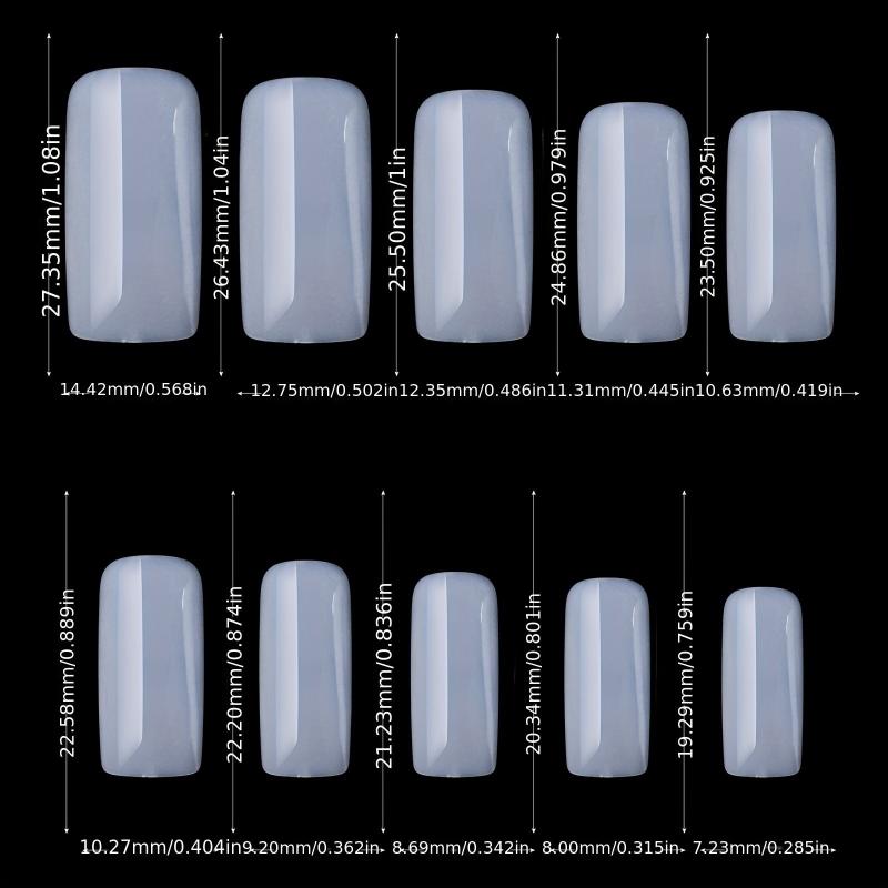 500PCS Full Cover Acrylic Nail Tips 10 Sizes French Style Lady Artificial Tip