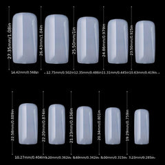 500PCS Full Cover Acrylic Nail Tips 10 Sizes French Style Lady Artificial Tip