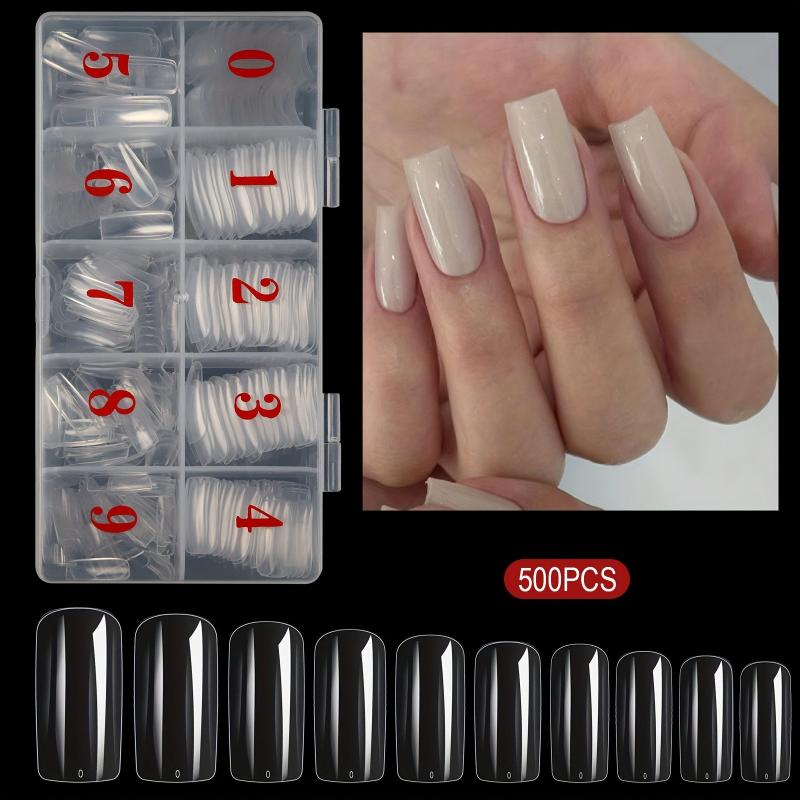 500PCS Full Cover Acrylic Nail Tips 10 Sizes French Style Lady Artificial Tip